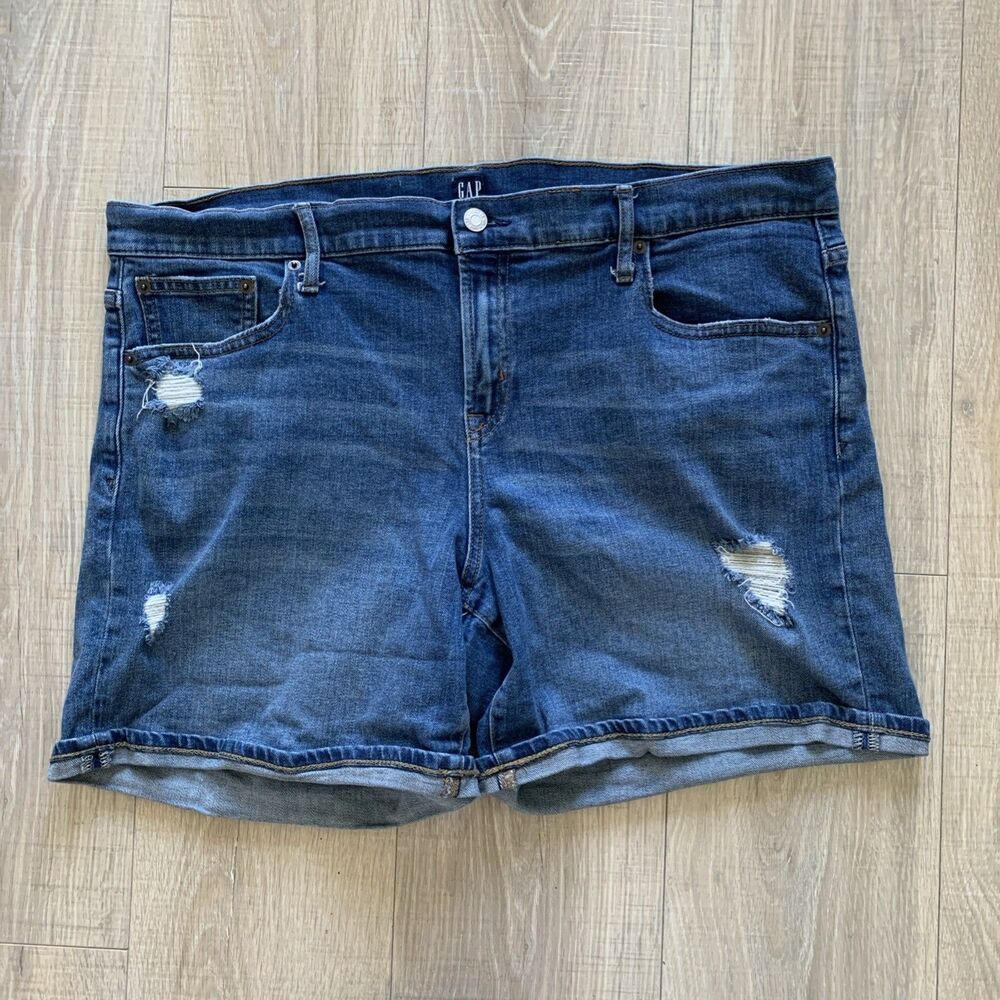 Gap Denim Jean Shorts Blue Distressed Womens Size 34 Regular